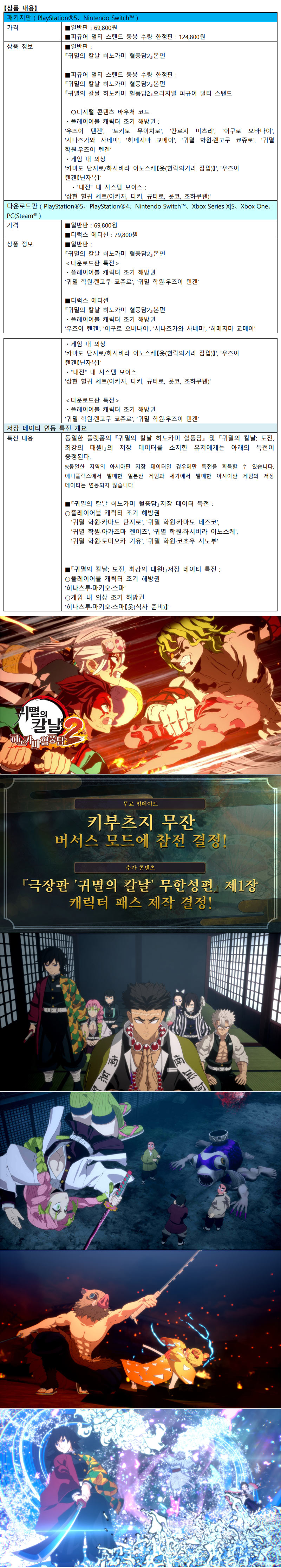 ‘인연’의 칼날로 악귀를 멸하라! ‘귀멸의 칼날 히노카미 혈풍담2’  오늘 발매